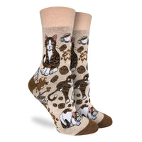 "Coffee Cats" Cotton Crew Socks by Good Luck Sock