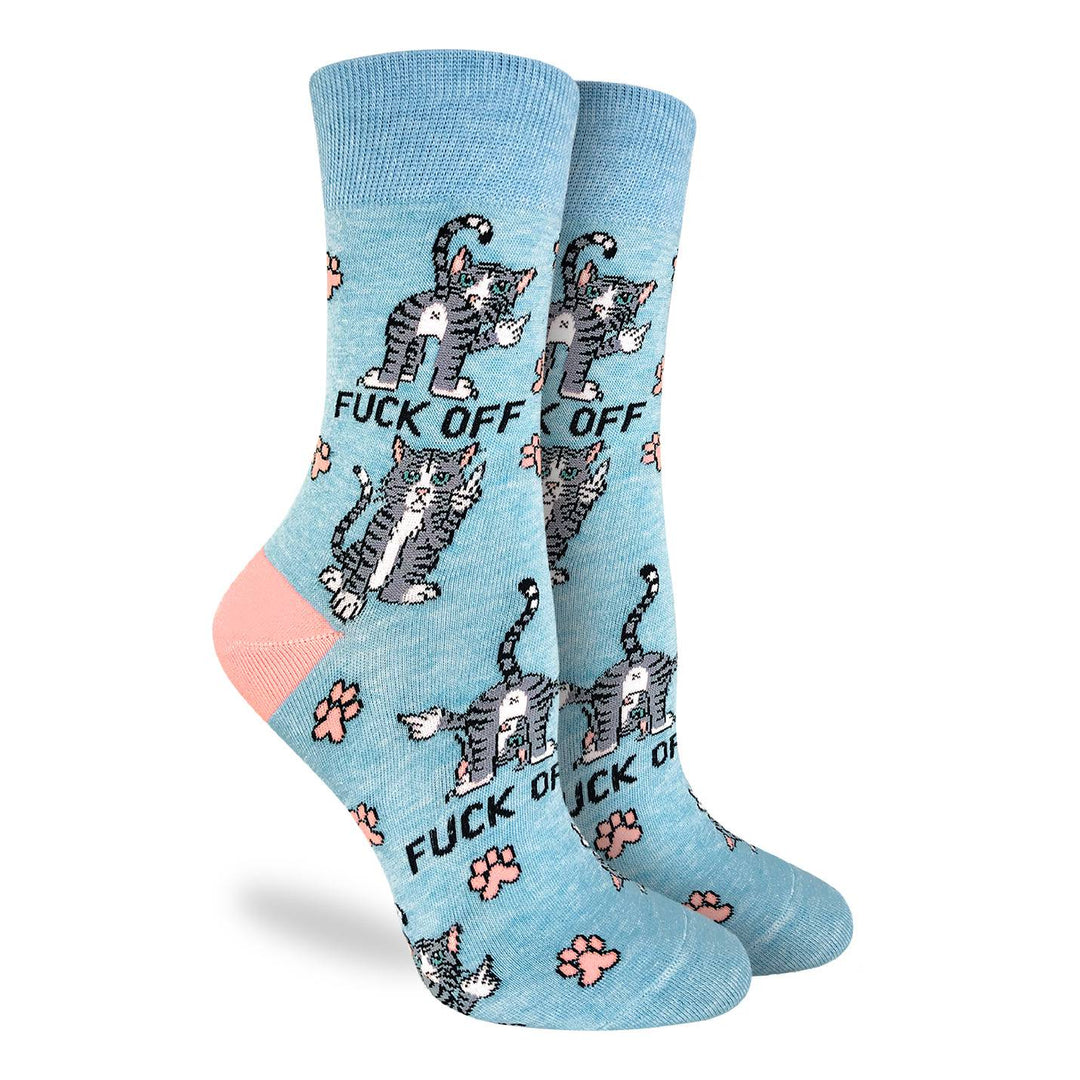 "F@*% Off Cats" Cotton Crew Socks by Good Luck Sock