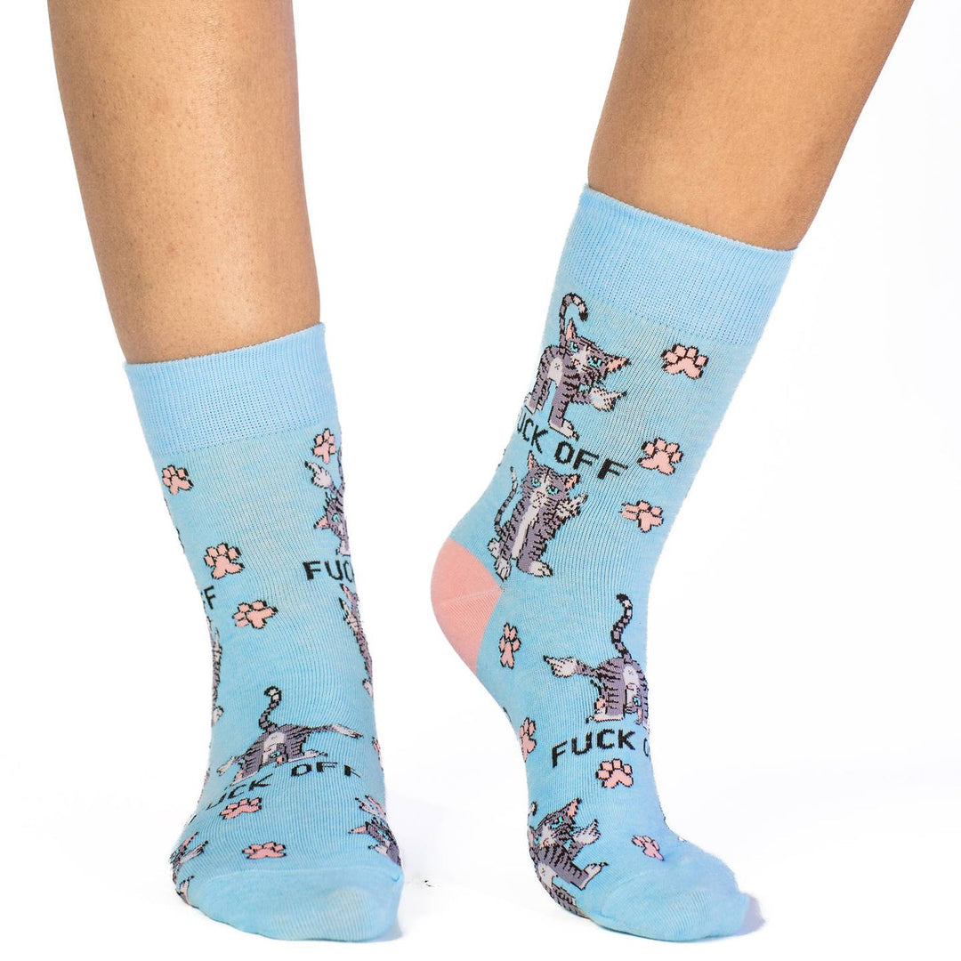 "F@*% Off Cats" Cotton Crew Socks by Good Luck Sock