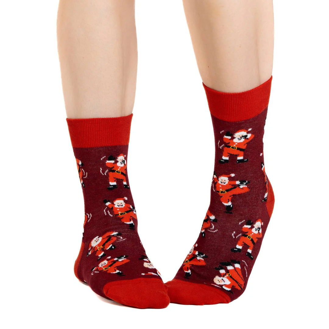 "Dancing Santa" Cotton Crew Socks by Good Luck Sock - Medium (CLEARANCE)