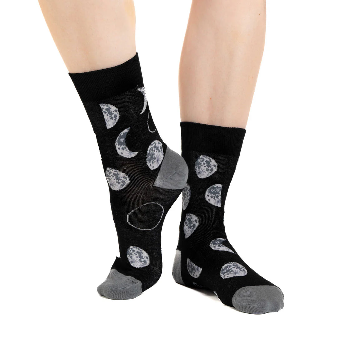 "Phases of the Moon" Cotton Crew Socks by Good Luck Sock