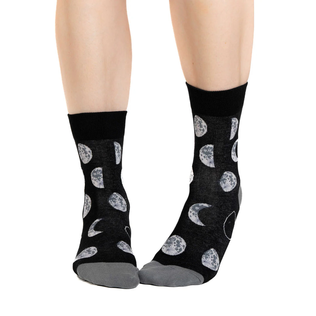 "Phases of the Moon" Cotton Crew Socks by Good Luck Sock