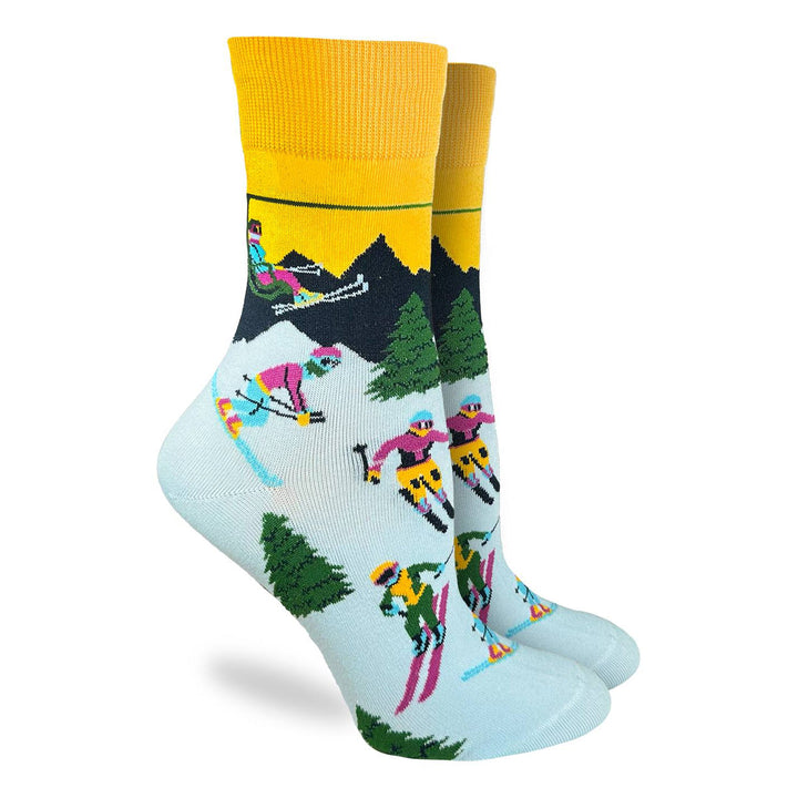 "Skiing" Cotton Crew Socks by Good Luck Sock