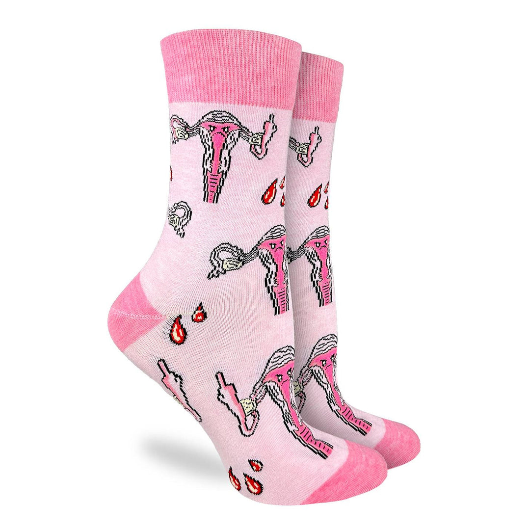 "F@*% Off Uteruses" Cotton Crew Socks by Good Luck Sock - Women's
