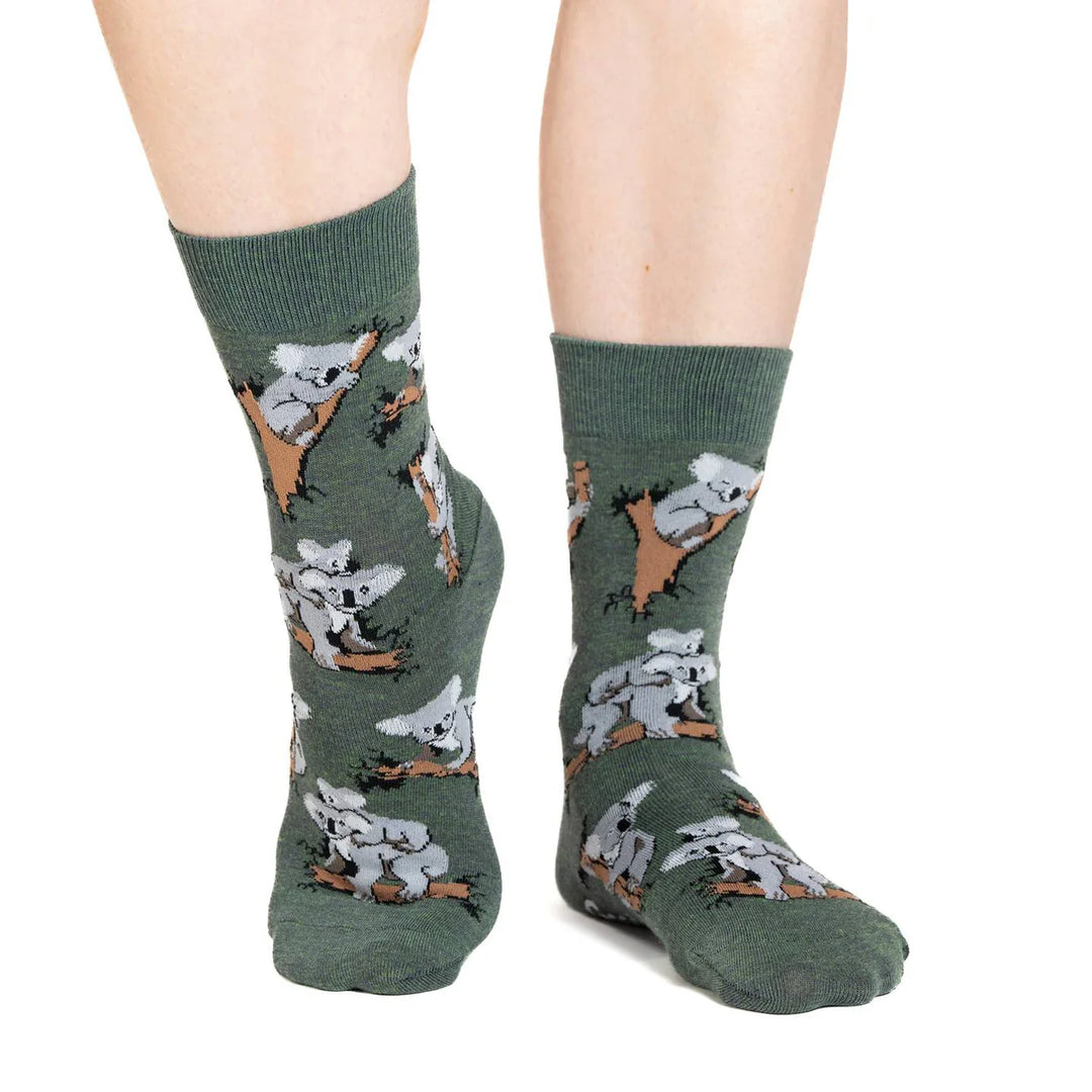 "Koalas" Cotton Crew Socks by Good Luck Sock - Medium