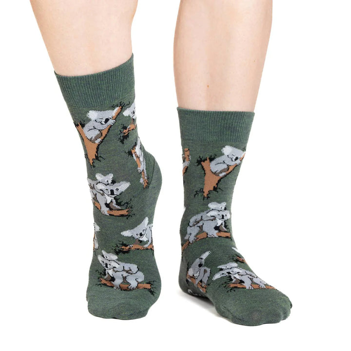 "Koalas" Cotton Crew Socks by Good Luck Sock - Medium
