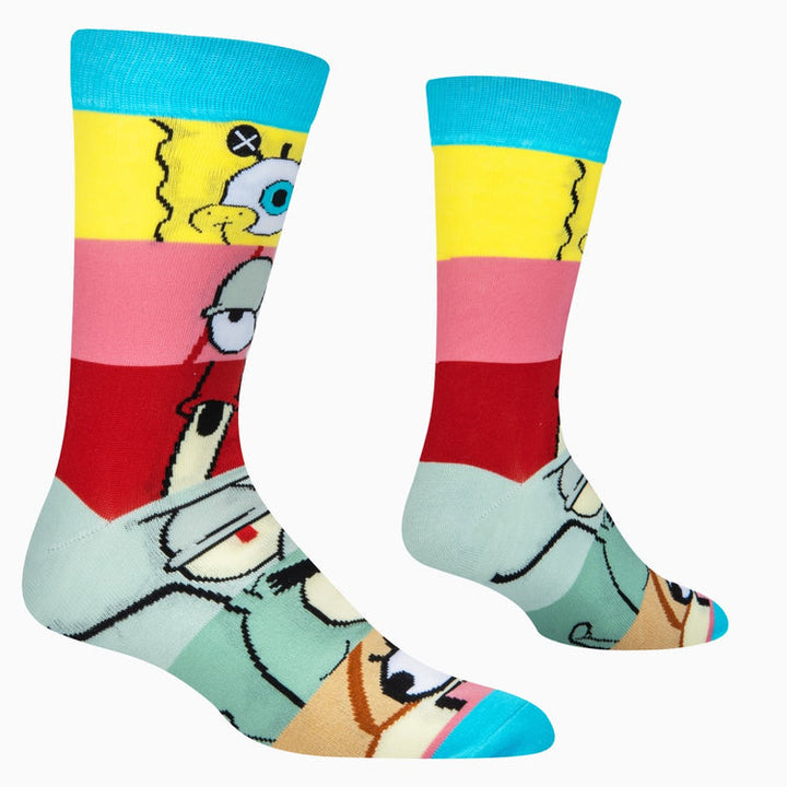 "Spongebob Mashup" Cotton Blend Crew Socks by ODD Sox