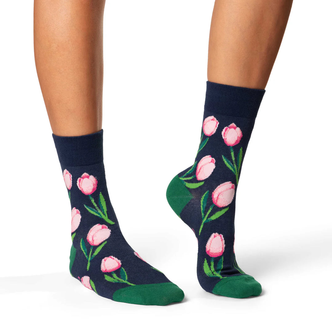 Chaussettes mi-mollet en coton « Tournesols » de Good Luck Sock