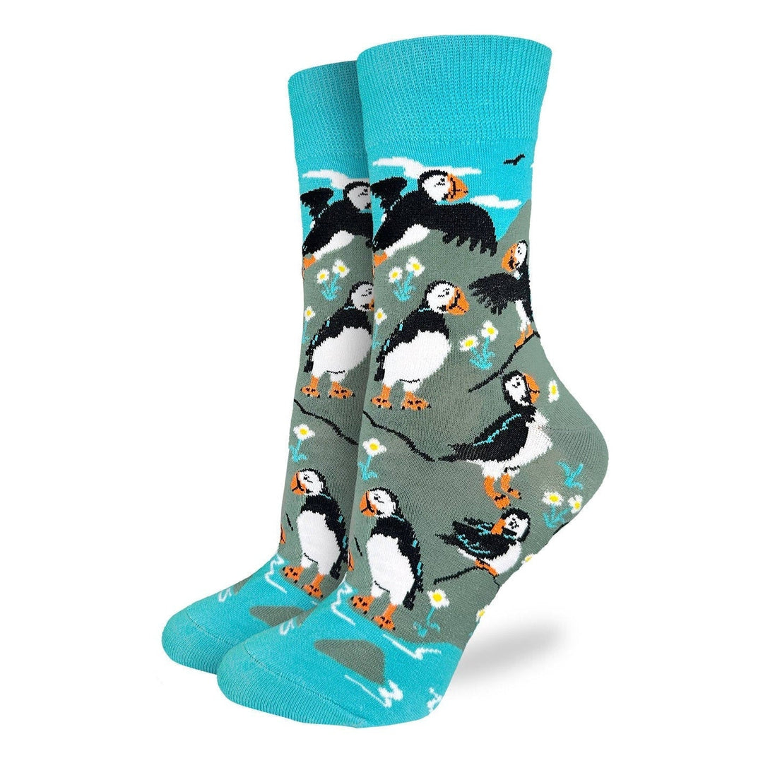 "Puffins" Cotton Crew Socks by Good Luck Sock