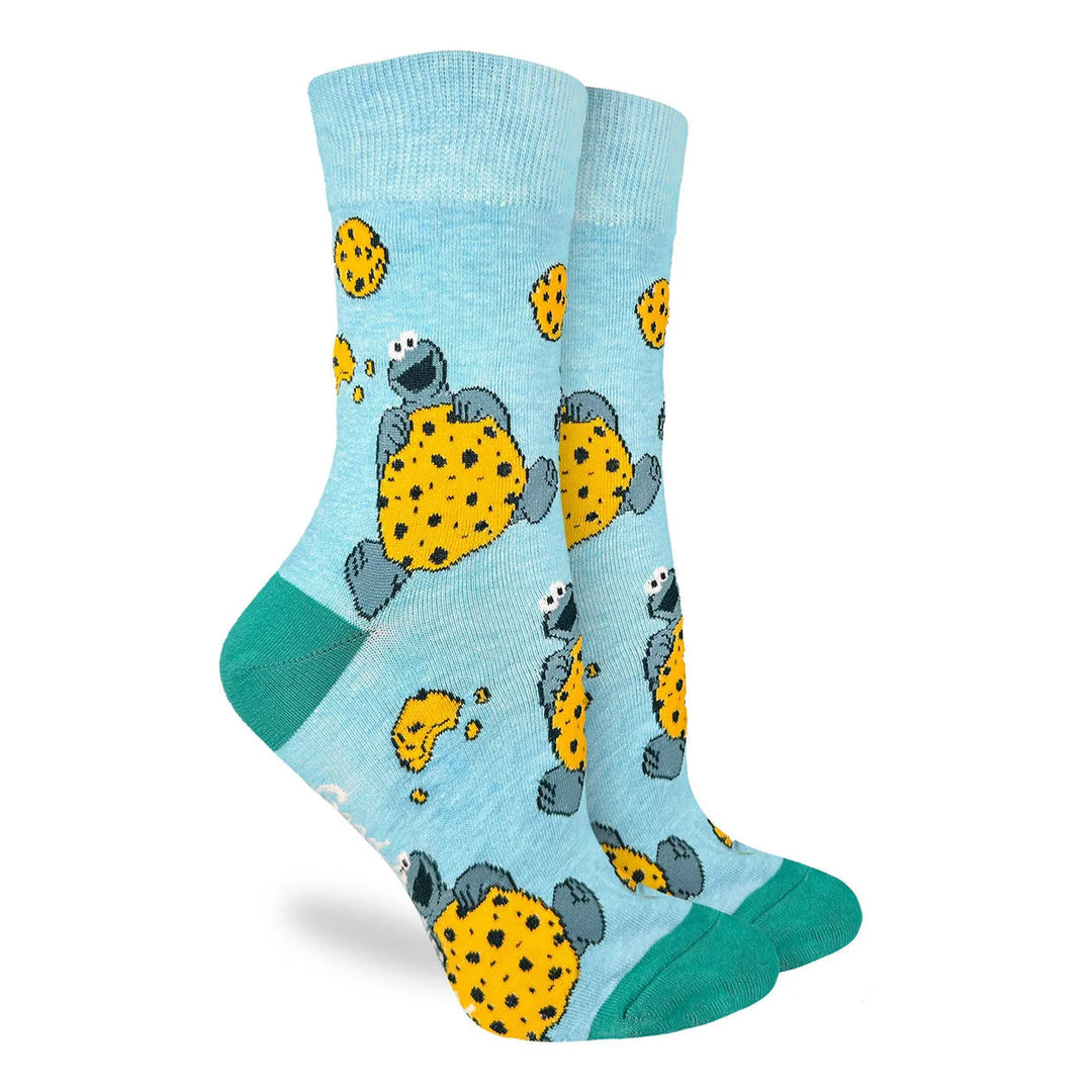 "Sesame Street, Cookie Monster" Cotton Crew Socks by Good Luck Sock - Medium