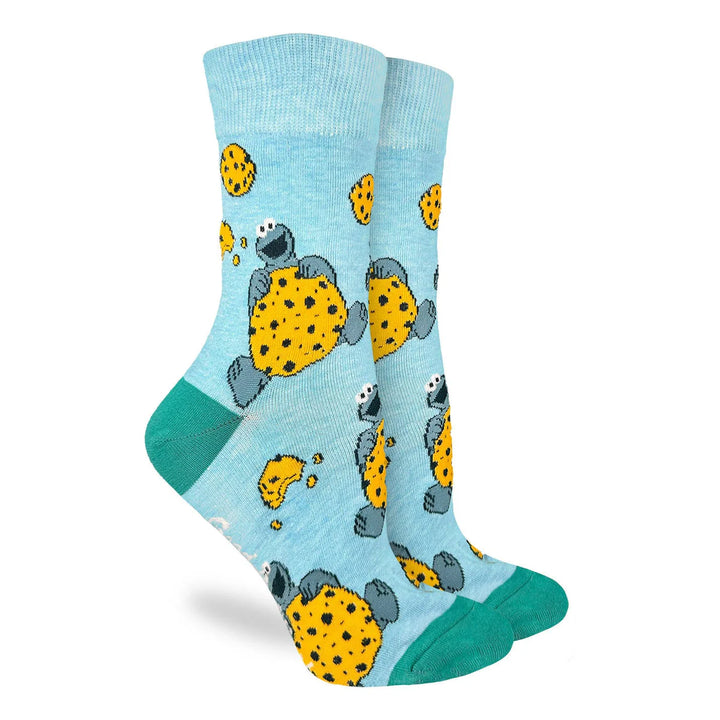 "Sesame Street, Cookie Monster" Cotton Crew Socks by Good Luck Sock - Medium