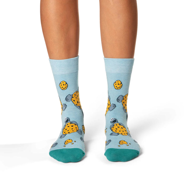 "Sesame Street, Cookie Monster" Cotton Crew Socks by Good Luck Sock - Medium