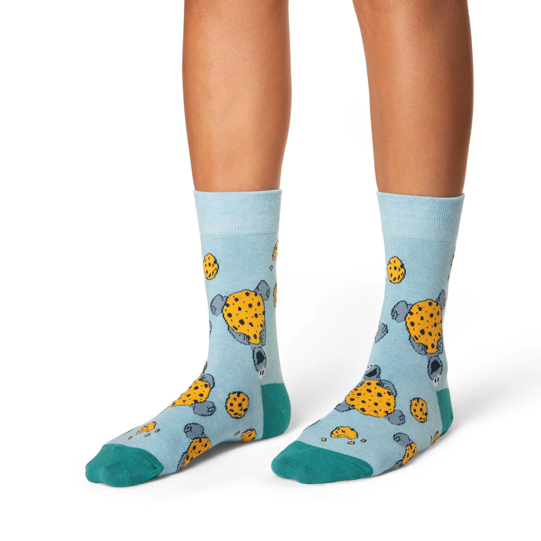 "Sesame Street, Cookie Monster" Cotton Crew Socks by Good Luck Sock - Medium