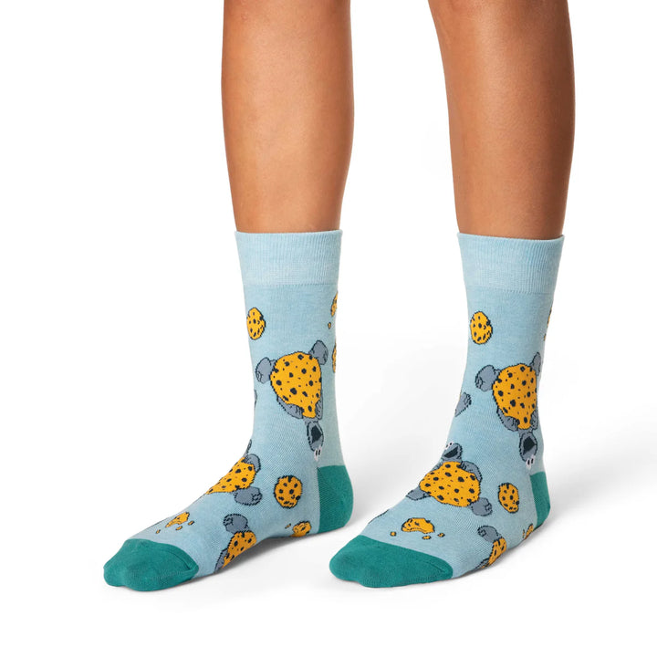 "Sesame Street, Cookie Monster" Cotton Crew Socks by Good Luck Sock - Medium