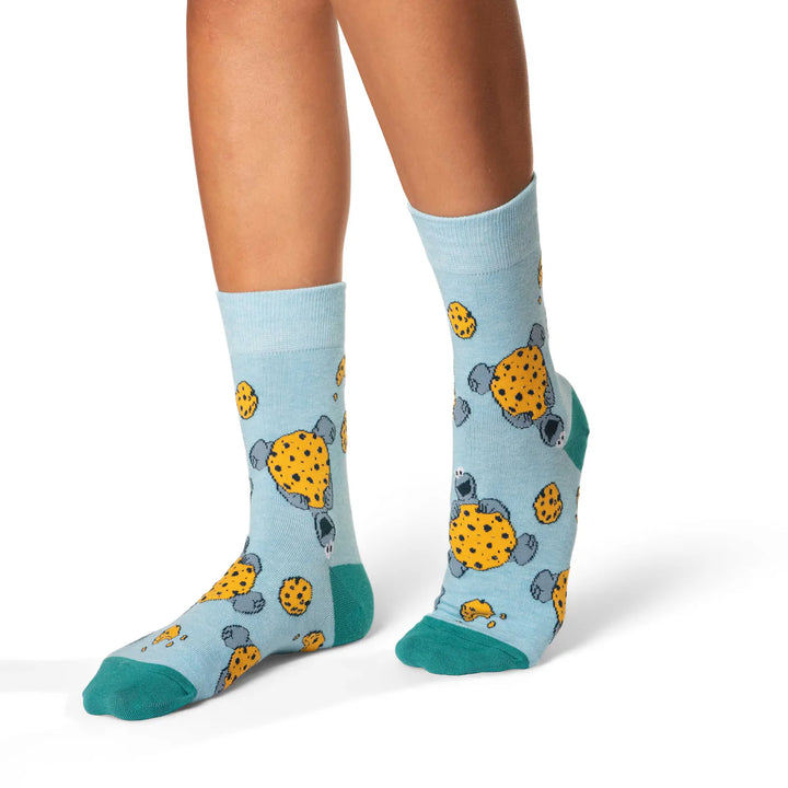"Sesame Street, Cookie Monster" Cotton Crew Socks by Good Luck Sock - Medium