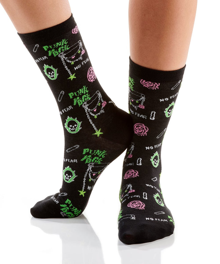 "Punk Rock" Cotton Dress Crew Socks by YO Sox -Medium