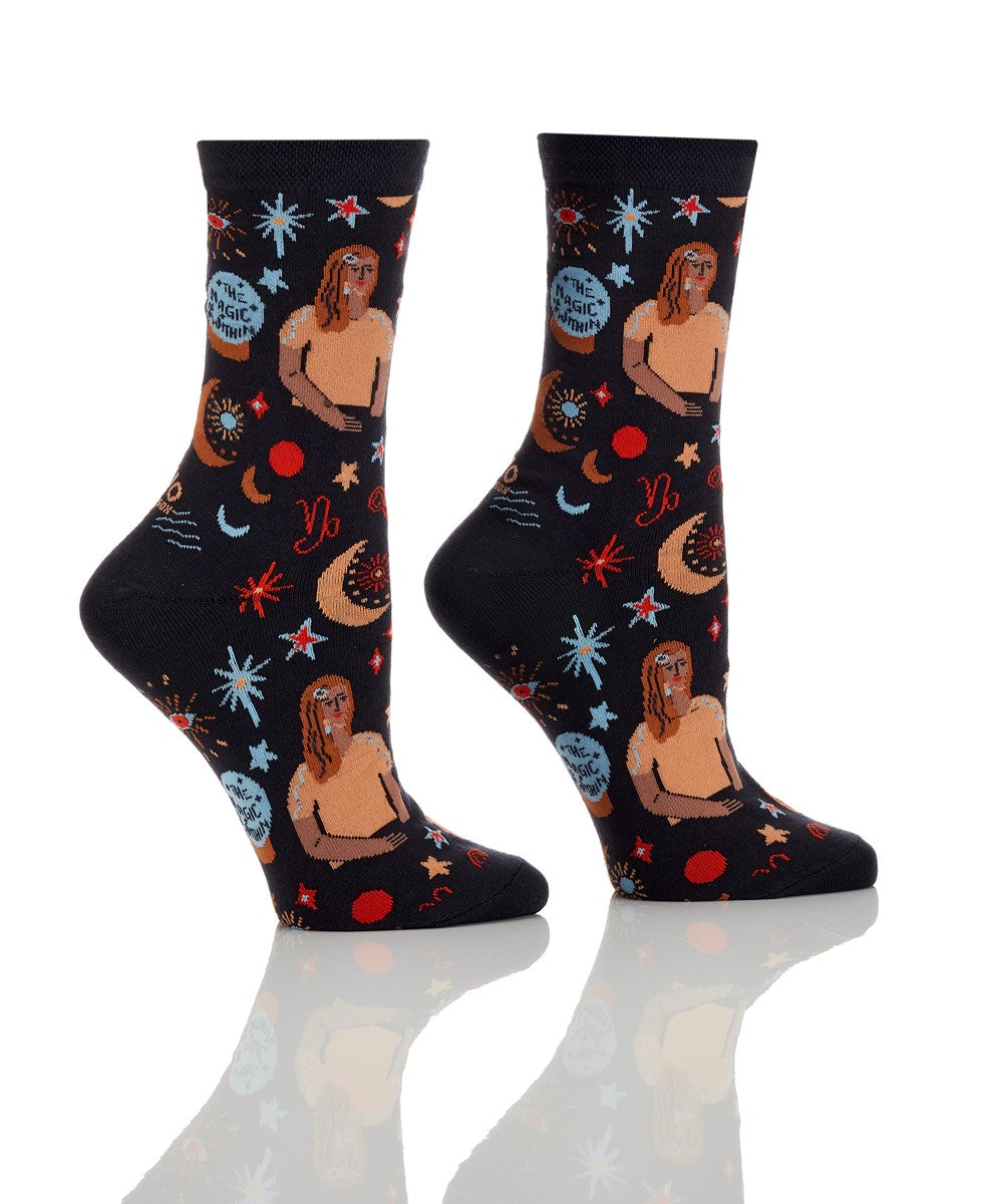 "The Magic is Within" Cotton Dress Crew Socks by YO Sox -Medium