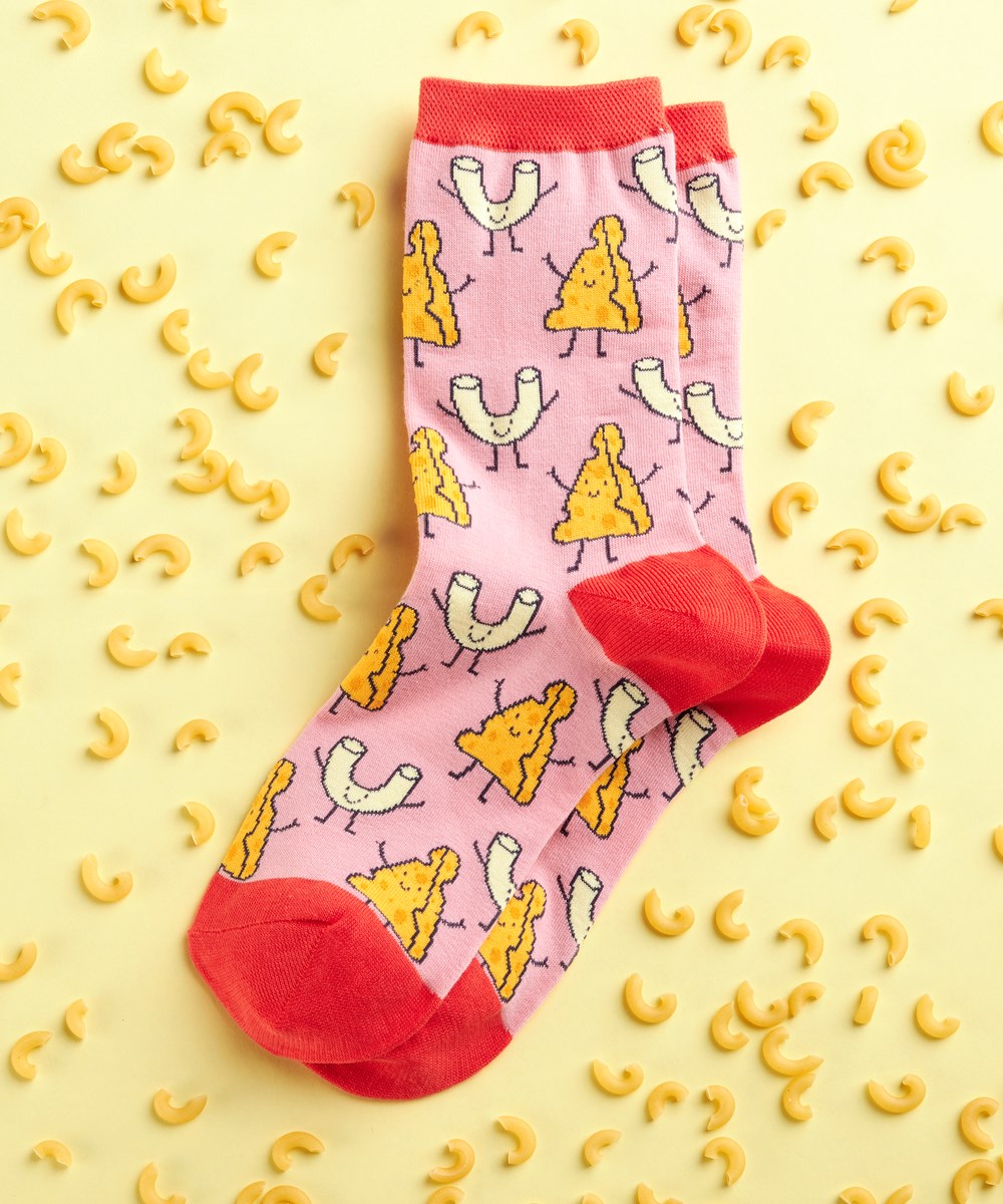 "Mac & Cheese" Cotton Dress Crew Socks by YO Sox -Medium