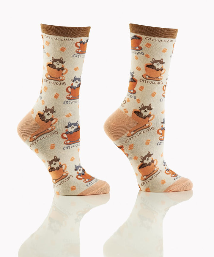 animal socks with catpuccino graphic