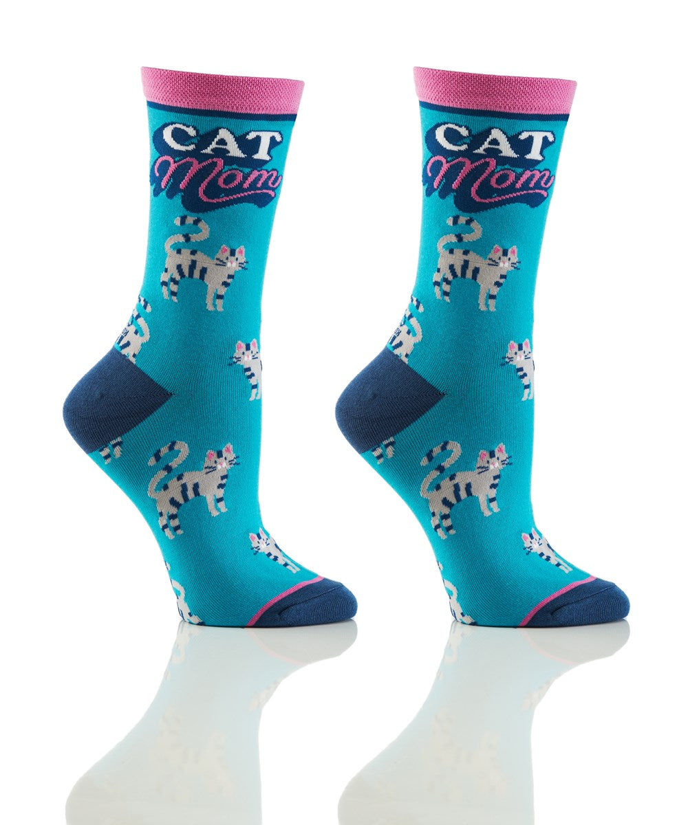 animal socks with cat mom graphic