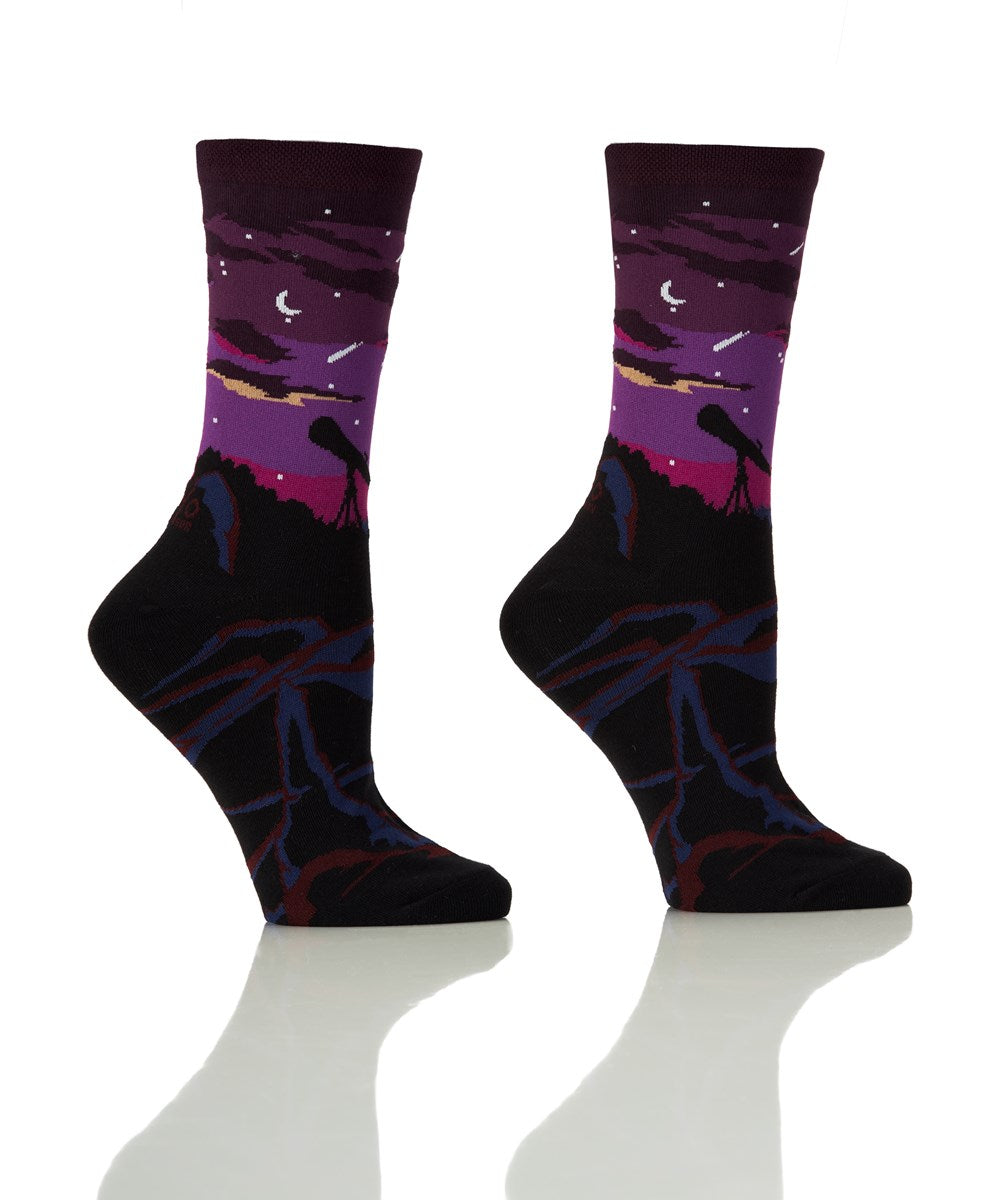 "Stargazer" Cotton Dress Crew Socks by YO Sox-Medium