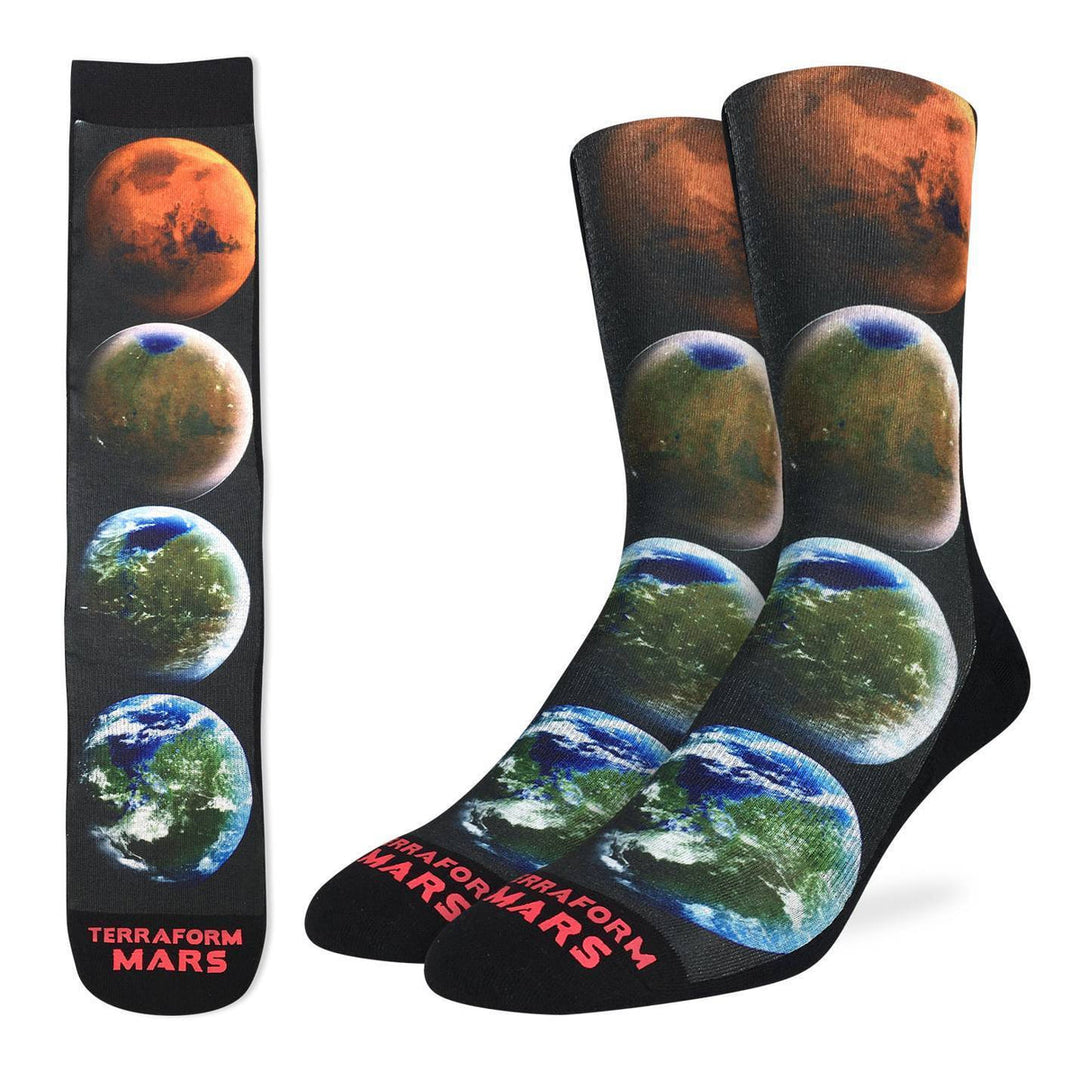 "Terraforming Mars" Active Crew Socks by Good Luck Sock - Large