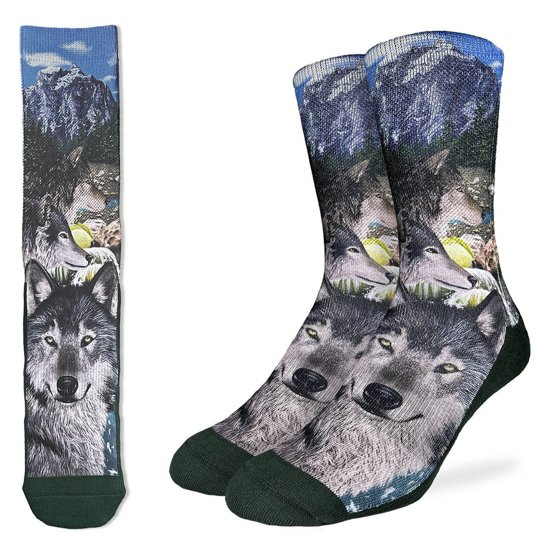 "Pack of Wolves" Active Socks by Good Luck Sock - Large