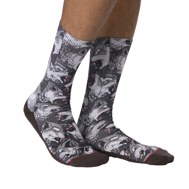 "Wolf Pack" Active Crew Socks by Good Luck Sock - Large