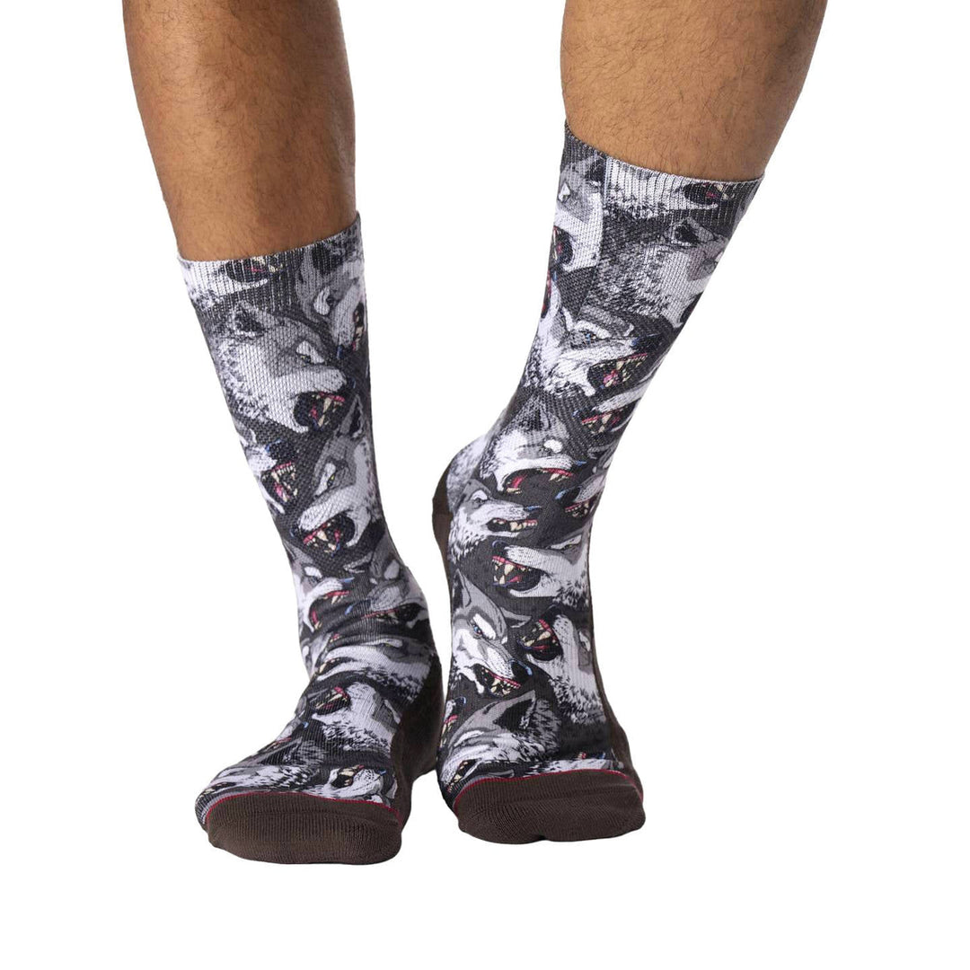 "Wolf Pack" Active Crew Socks by Good Luck Sock - Large