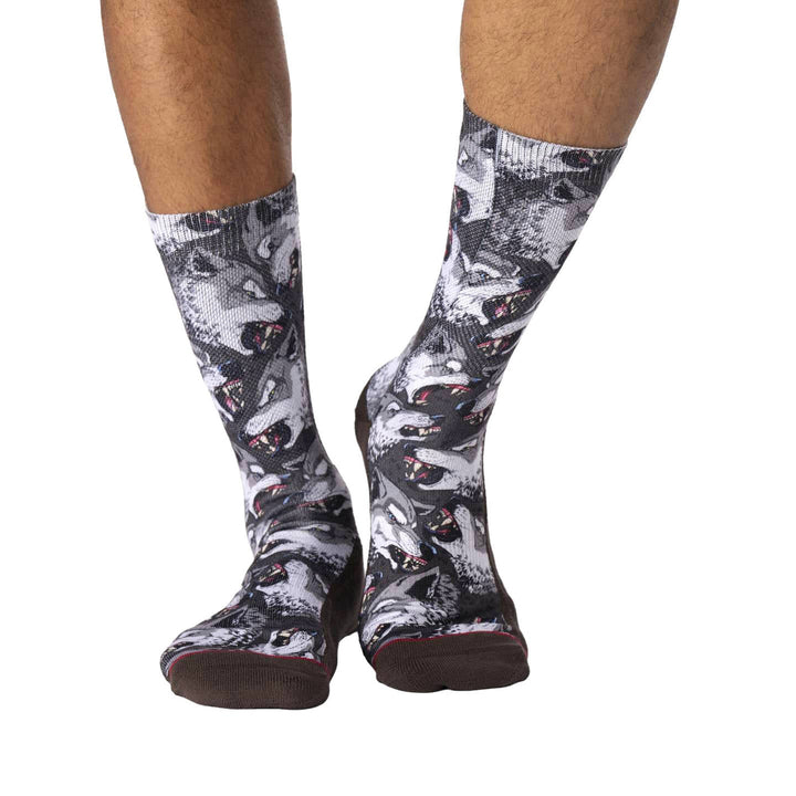 "Wolf Pack" Active Crew Socks by Good Luck Sock - Large