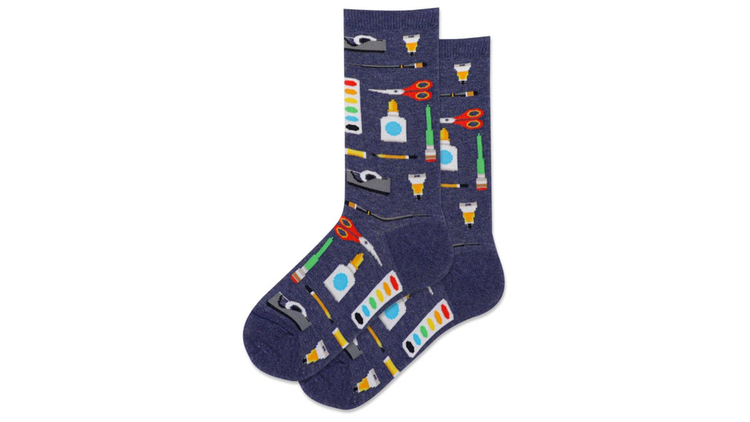Kids "Art and Craft Supplies" Cotton Crew Socks by Hot Sox