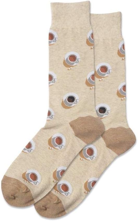 "Coffee Cups" Cotton Crew Socks by Hot Sox - Large