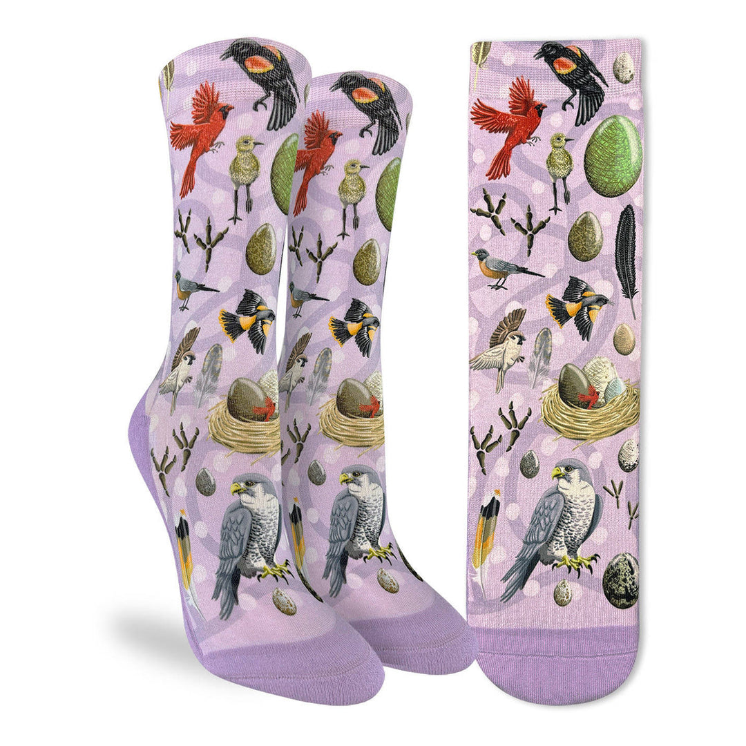 "Birds Nesting" Active Crew Socks by Good Luck Sock - Medium
