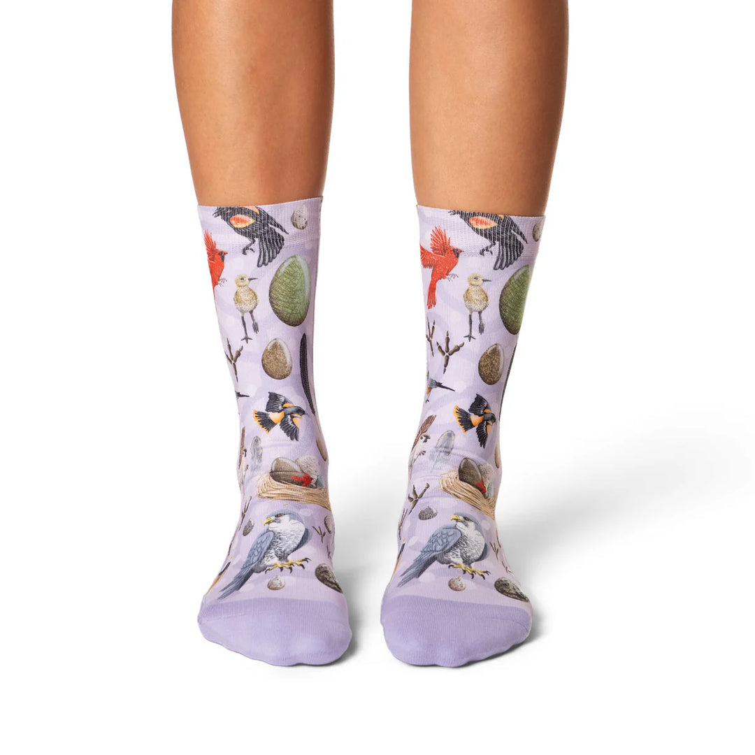 "Birds Nesting" Active Crew Socks by Good Luck Sock - Medium