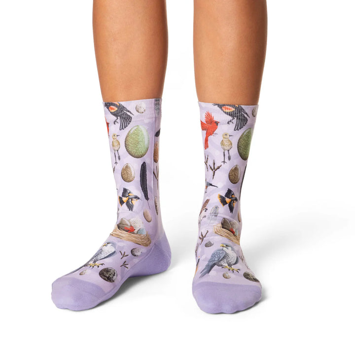"Birds Nesting" Active Crew Socks by Good Luck Sock - Medium