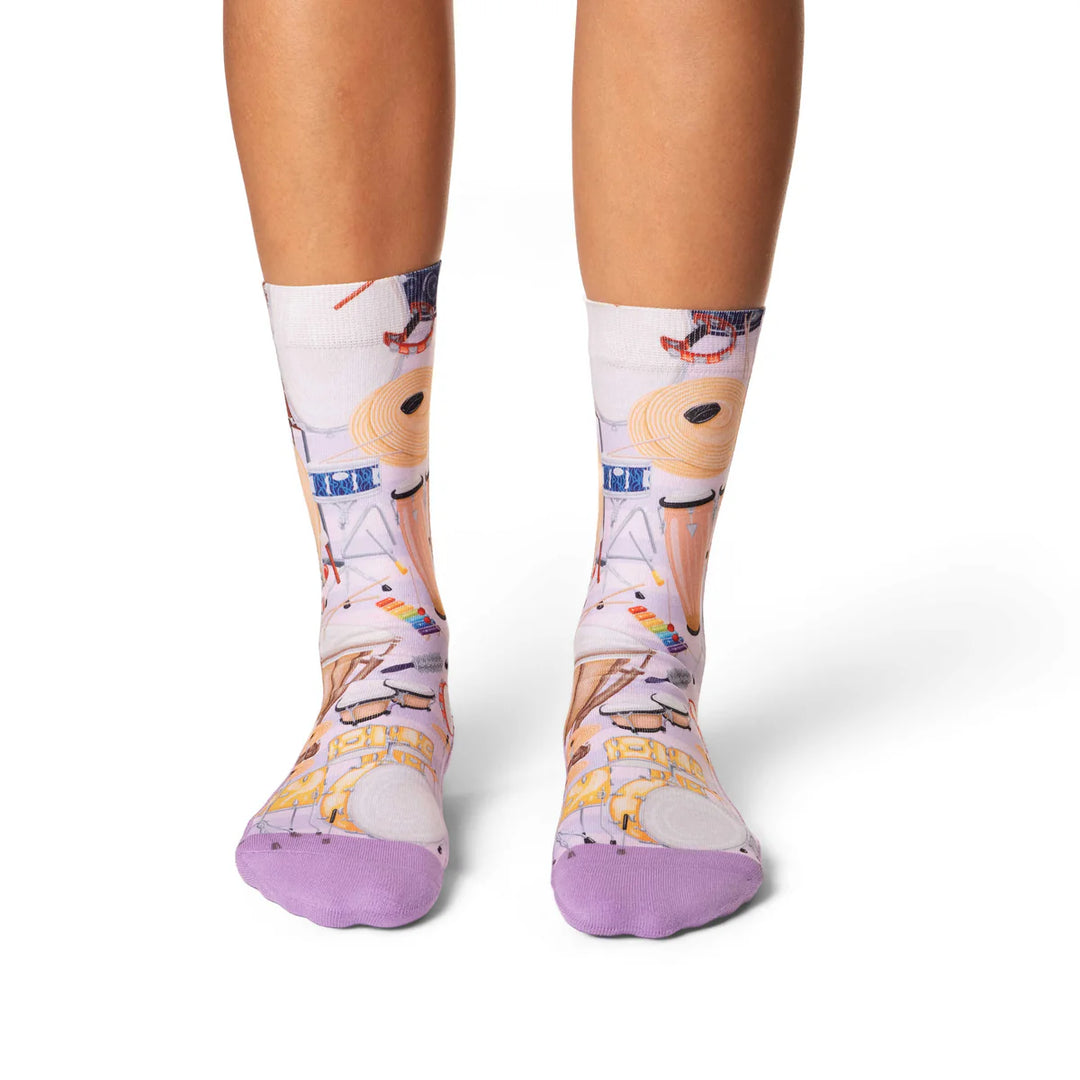 "Percussion Instrument" Active Crew Socks by Good Luck Sock - Small