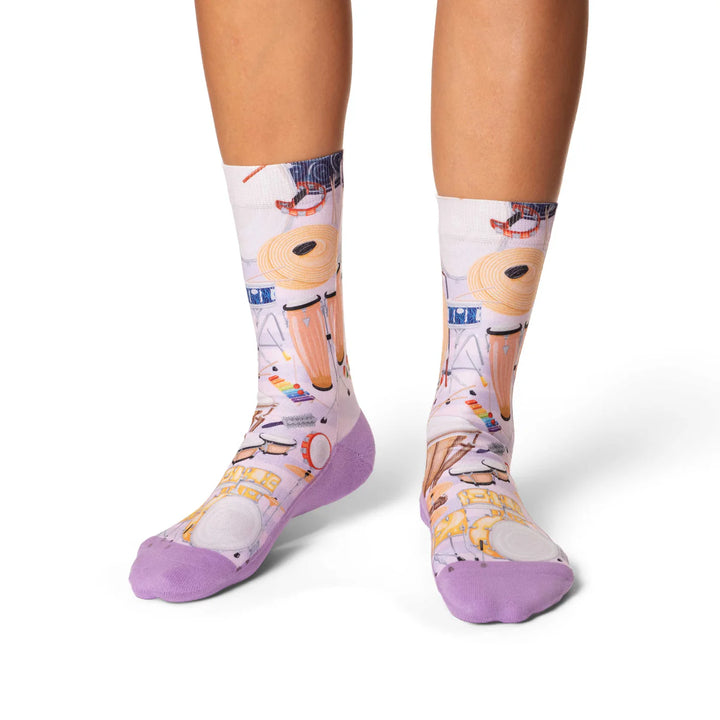 "Percussion Instrument" Active Crew Socks by Good Luck Sock - Small