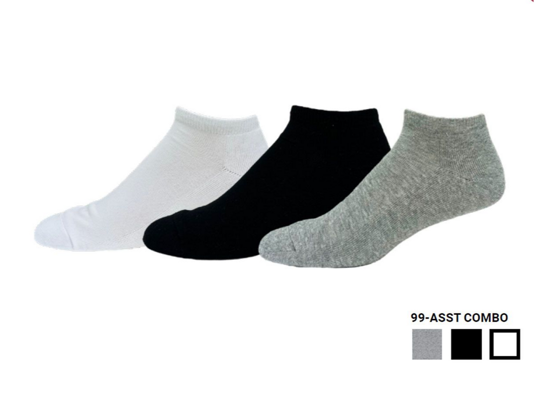 "90% Cotton Low-cut" Athletic Ankle Socks (3 Pairs) by KEY