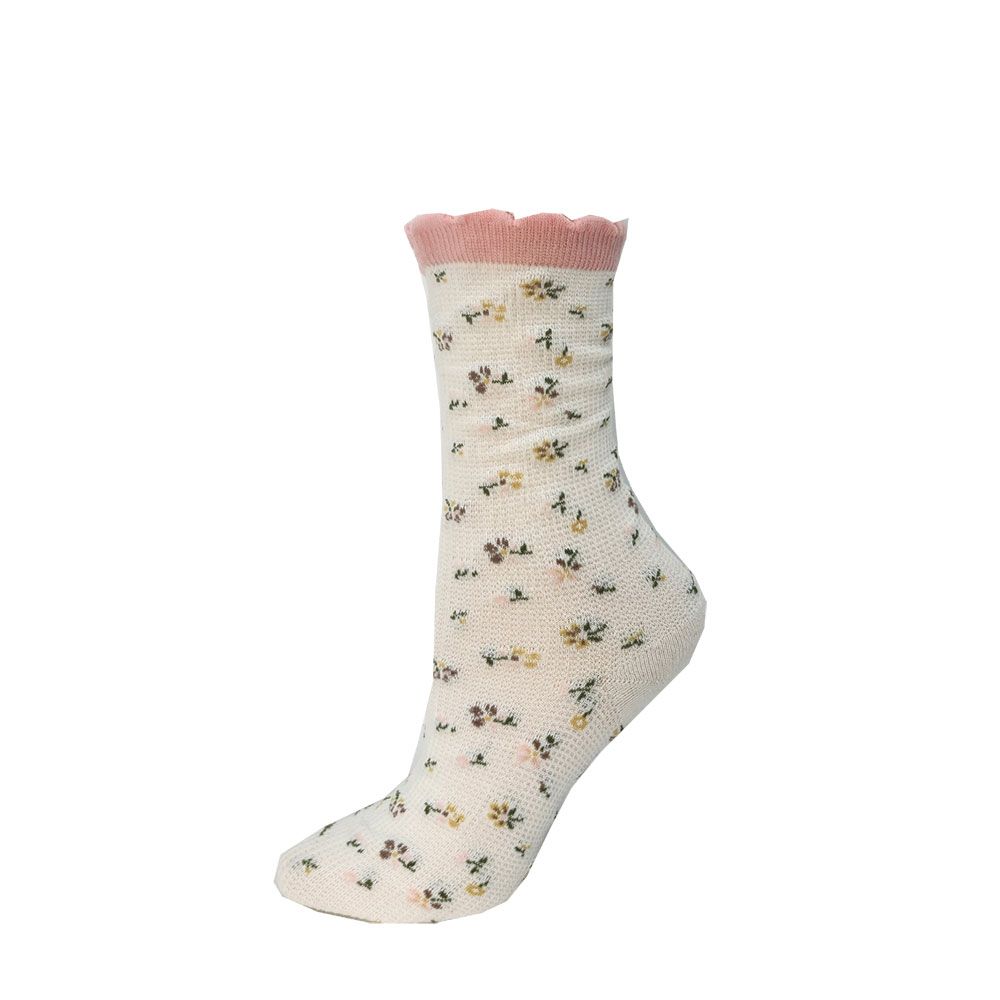 "Boho flower Pointelle" cotton Socks by Key - Medium