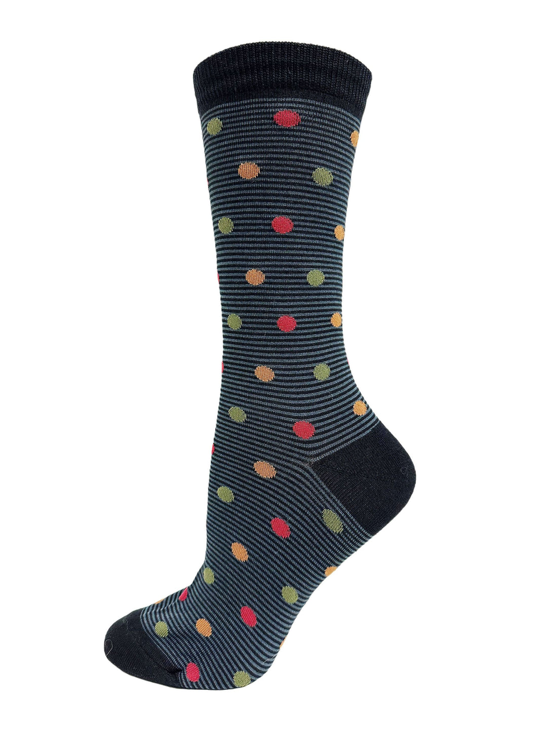 "Dots on Line" Cotton Dress Socks by Point Zero - Medium