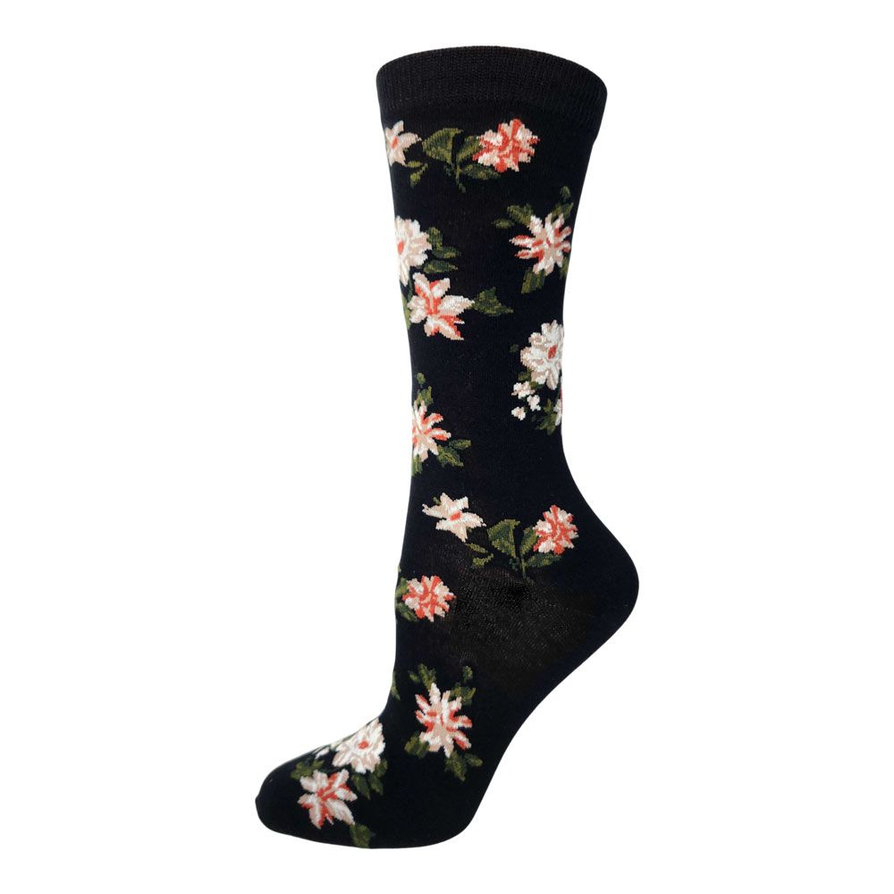 Bamboo Dress "Boho Flowers" Crew Socks by KEY - Women's