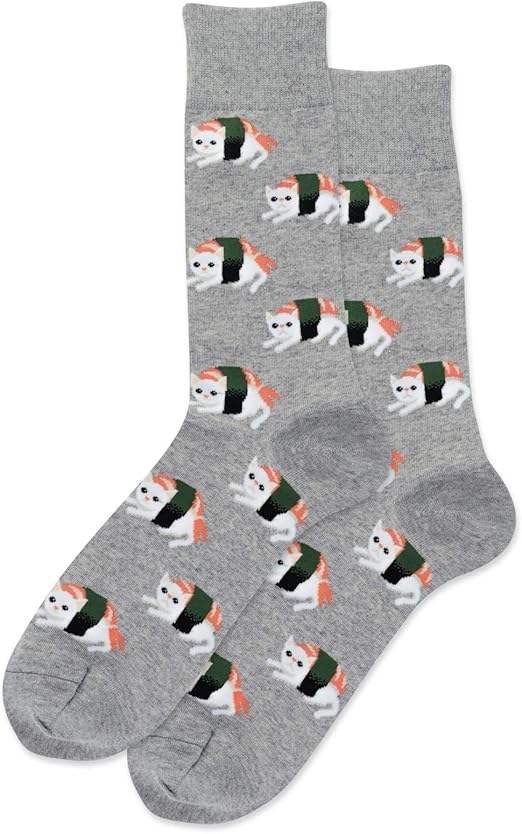 "Sushi Cat" Cotton Crew Socks by Hot Sox