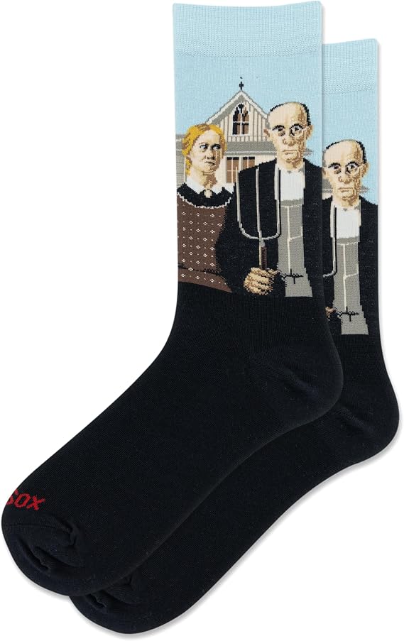 "American Gothic" Cotton Crew Socks by Hot Sox