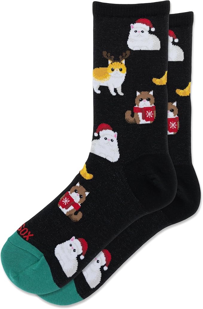 "Christmas Cats" Cotton Crew Socks by Hot Sox