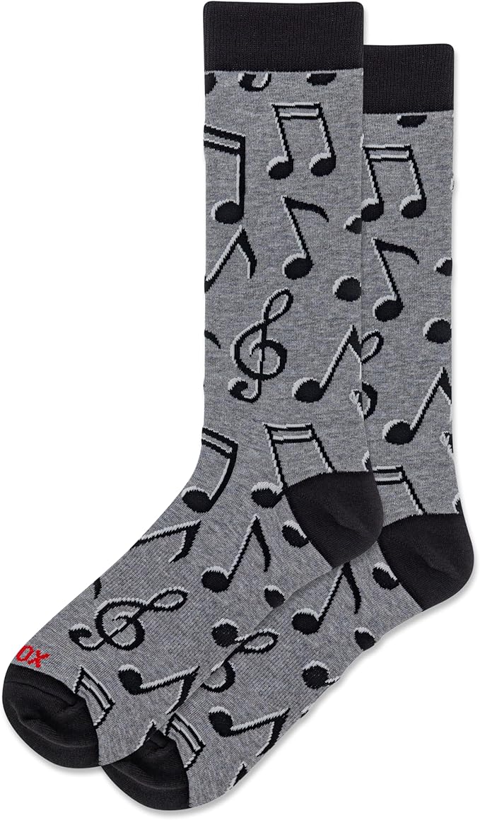 "Music Notes" Cotton Crew Socks by Hot Sox - Large