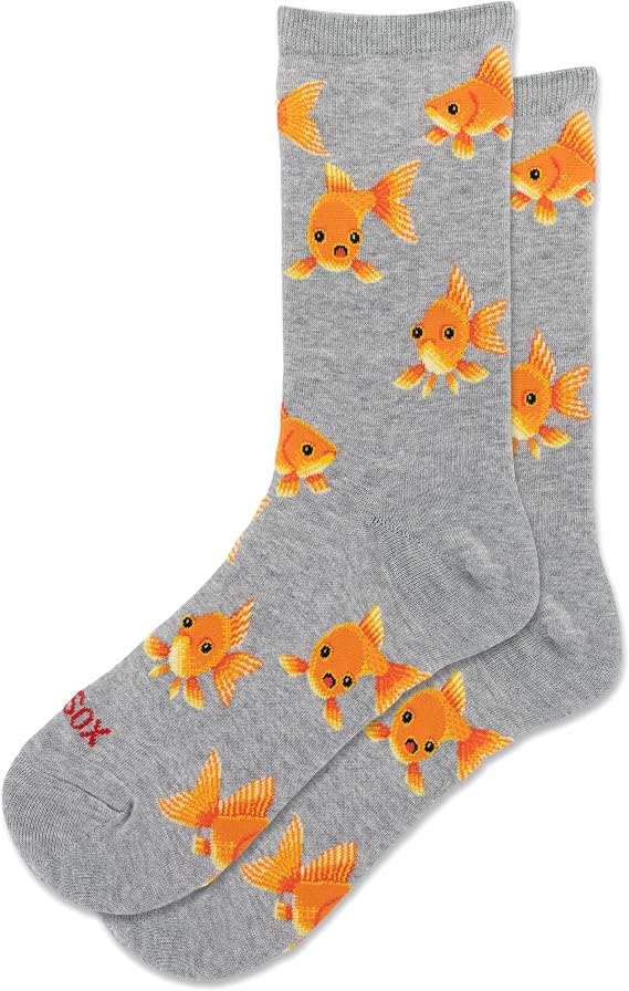"Goldfish" Cotton Crew Socks by Hot Sox - Medium