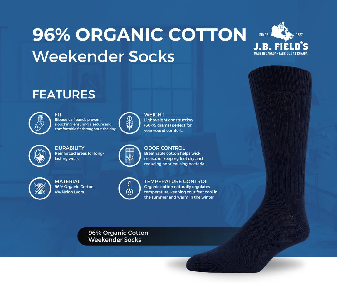 Chaussettes de week-end en coton biologique à 96 % de JB Field 