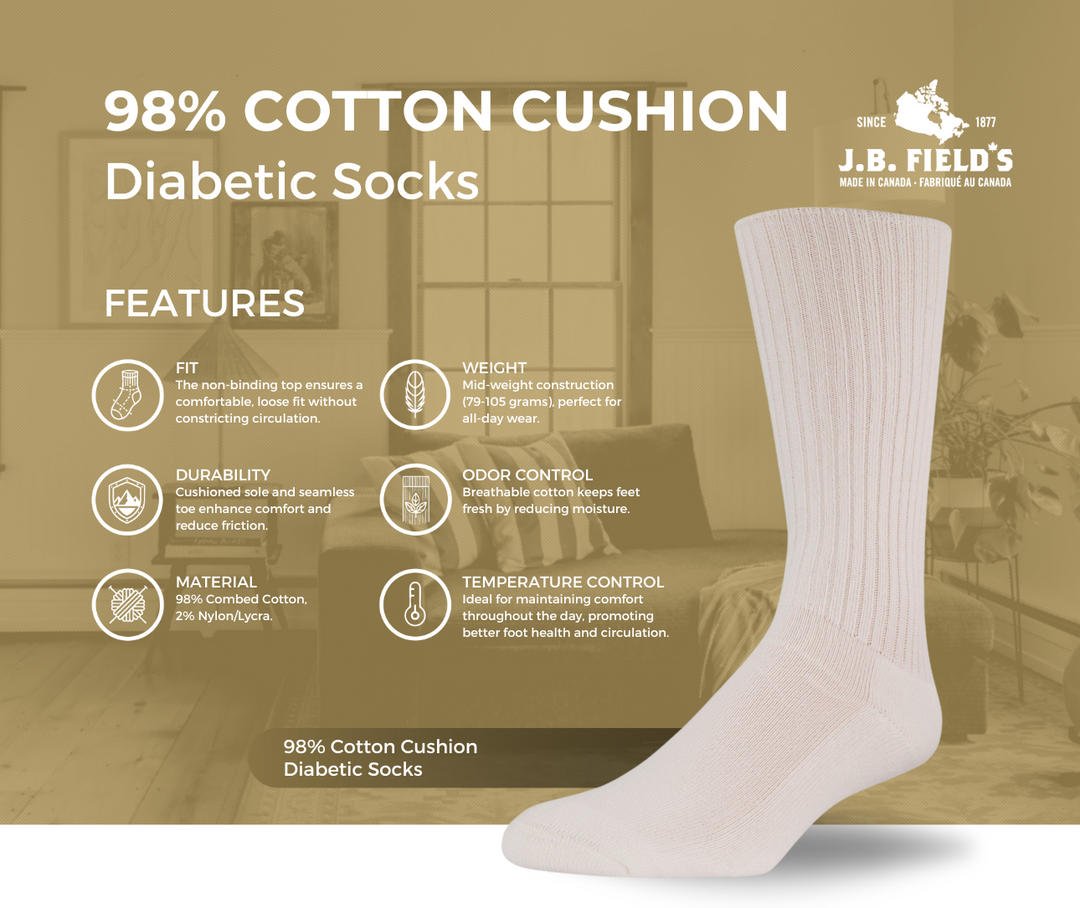 J.B. Field's 98% Cotton Cushion Diabetic Socks