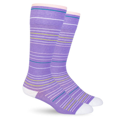 purple stripe compression socks 
