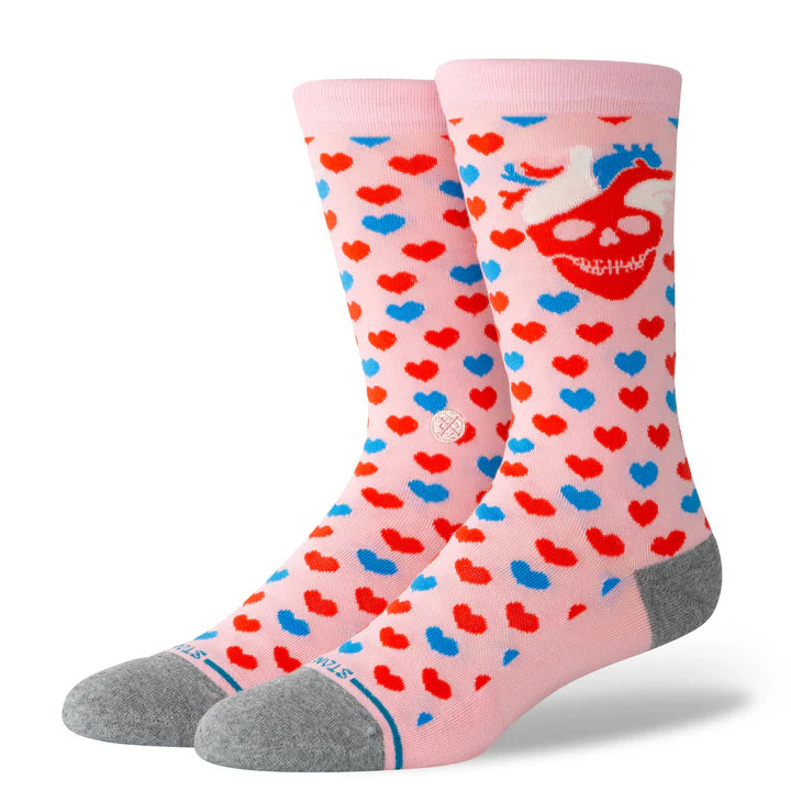 Stance x Strange Love "Hearted" Combed Cotton Blend Crew Socks